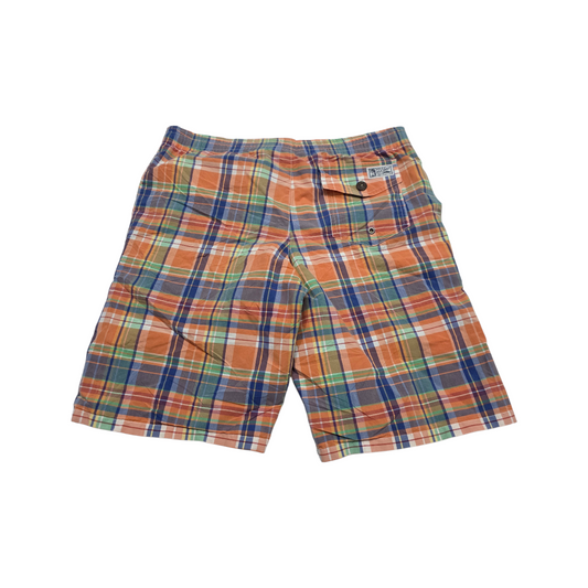 Bermuda Ralph Lauren Chico S Cuadro Naranja Y Azul