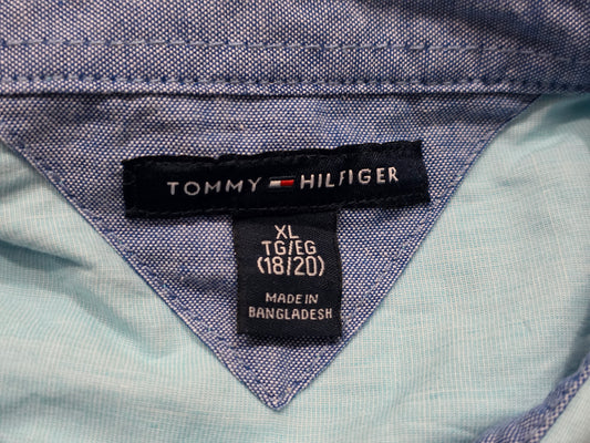 Camisa Manga Corta Tommy Hilfiger Adolescente Xl 18-20 Azul