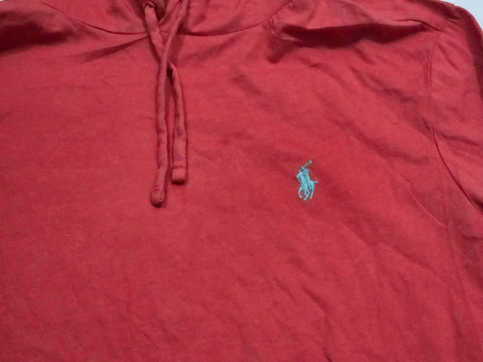 Playera Con Gorro Ralph Lauren Chico S Coral Pony Azul (Usado)