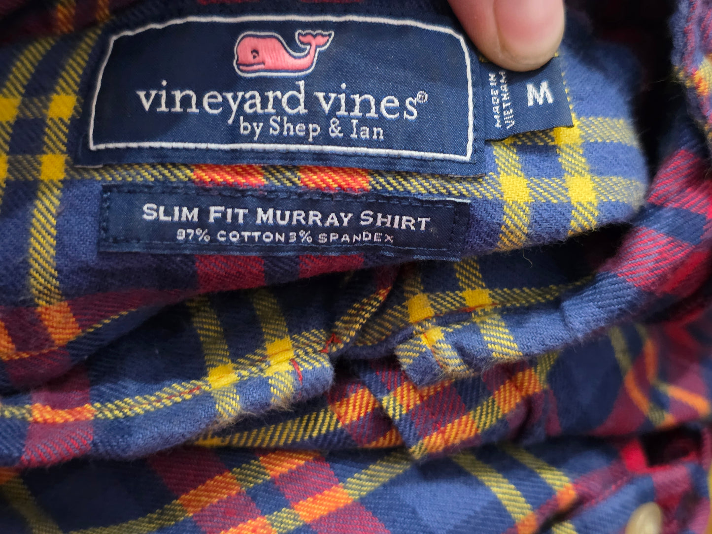 Camisa Vineyard Vines Mediana M Slimfit Cuadro Azul Y Vino