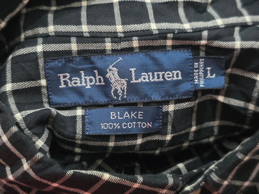 Camisa Ralph Lauren Grande L Blake Negro Cuadro Amplia