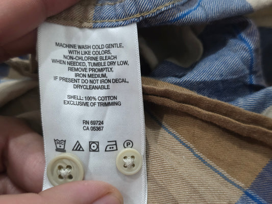 Camisa Columbia Grande L Cuadro Cafe Y Azul