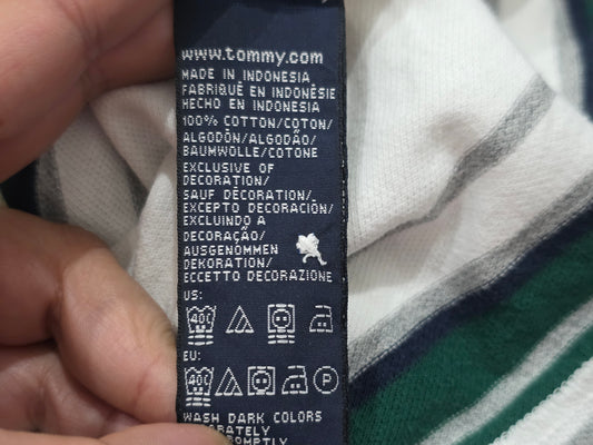 Playera Polo Tommy Hilfiger Grande L Blanca Y Verde