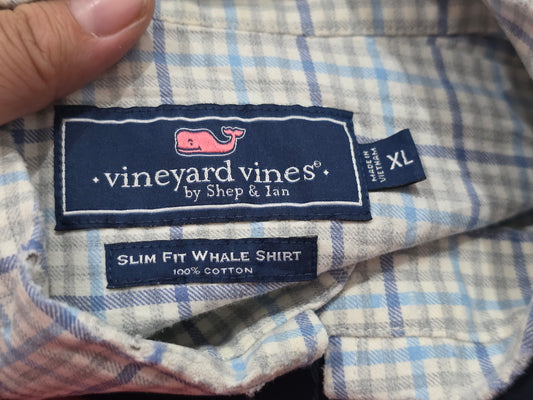 Camisa Vineyard Vines Xgrande Xl Cuadro Gris Y Azul