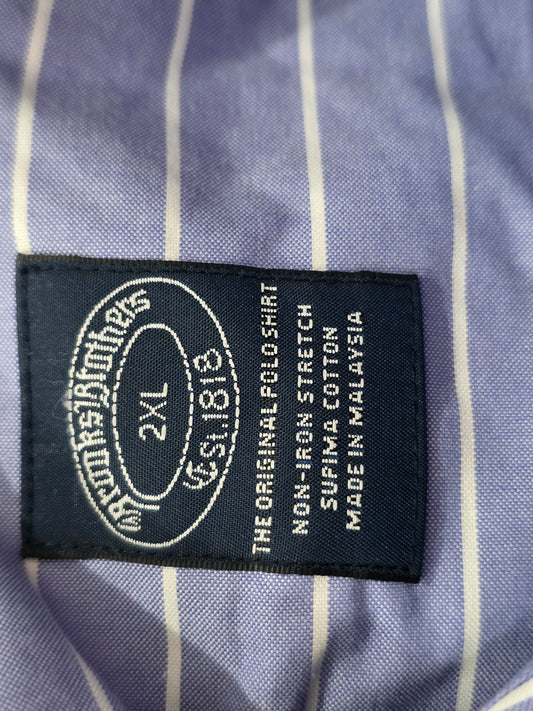 Camisa Brooks Brothers 2xl Azul Lineas Blancas
