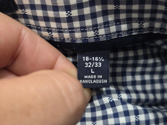 Camisa Tommy Hilfiger Grande L 16 32-33 Regular Cuadro Azul