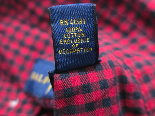 Camisa Ralph Lauren 2xl Cuadro Rojo Y Negro Pony Negro