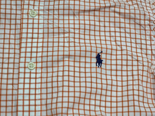Camisa Slim Fit Ralph Lauren Chico S Cuadro Naranja