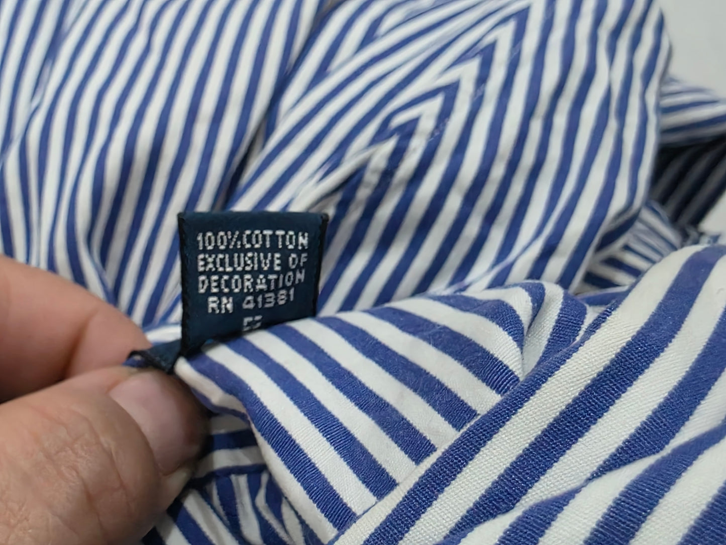 Camisa Ralph Lauren Blake Amplia Medianam Blanca Lineas Azul