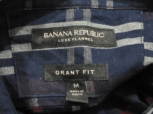 Camisa Banana Republic Mediana M Cuadro Azul Franela Luxe