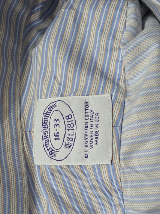 Camisa Brooks Brothers Grande L 16-33 Azul Y Amarillo Líneas