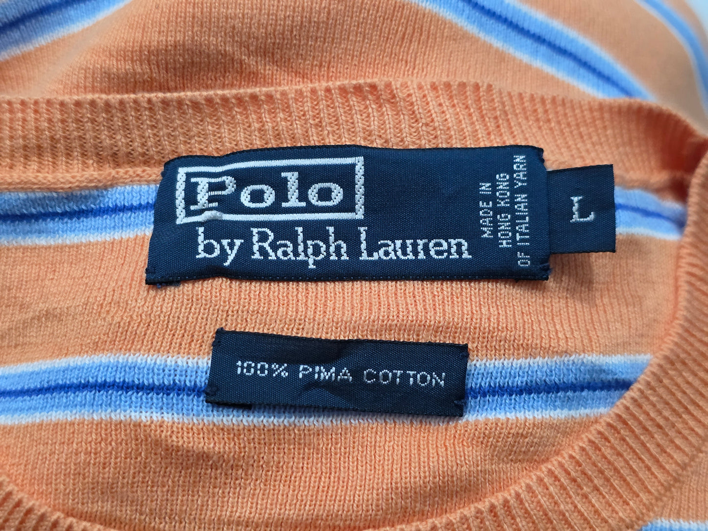 Sueter Ralph Lauren Grande L Naranja Linea Azul