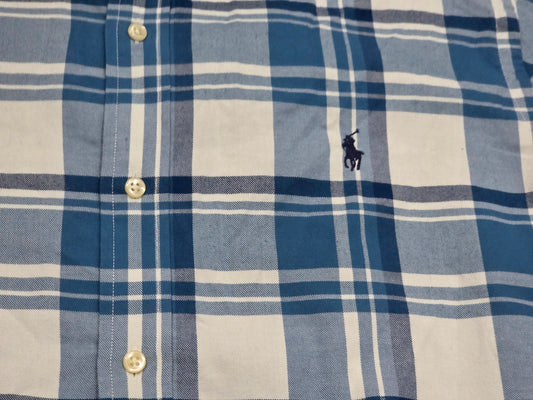 Camisa Ralph Lauren Xgrande Xl Cuadro Azul Y Blanco Franela