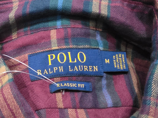 Camisa Ralph Lauren Mediana M Classic Fit Cuadros Vino Verde