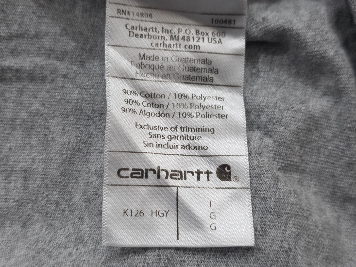 Playera Manga Larga Carhartt Grande L Gris