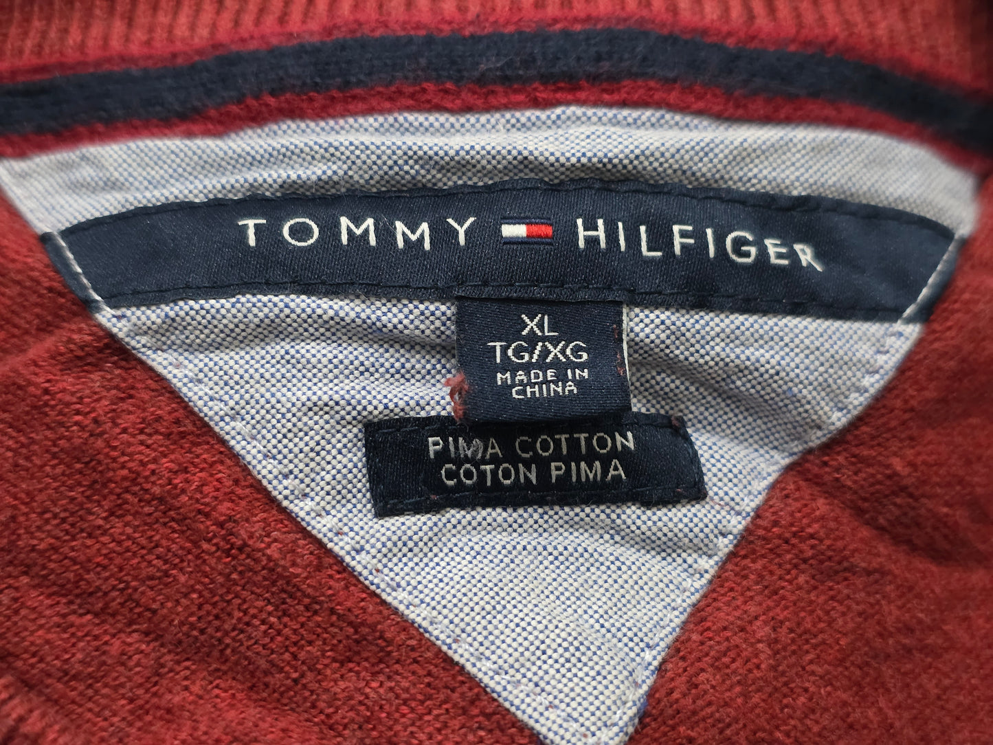 Sueter Tommy Hilfiger Xgrande Xl Vino Cuello V