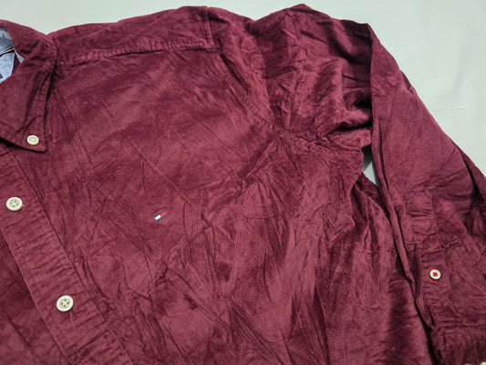 Camisa Tommy Hilfiger Xgrande Xl Vino Pana Classic Fit