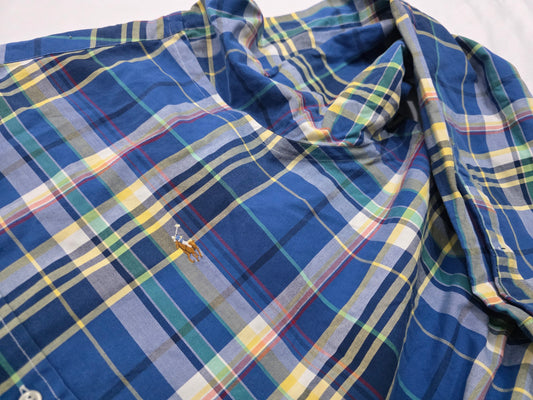 Camisa Ralph Lauren 2xl Cuadro Azul Pony Colores