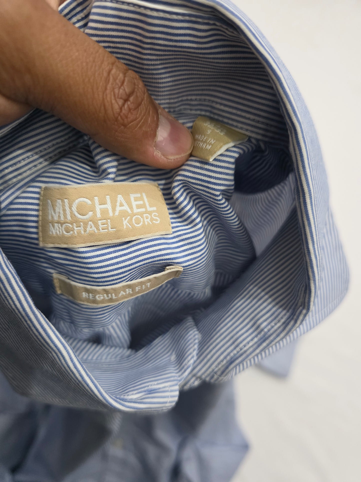 Camisa Michael Kors Chico S 14 1/2 Linea Azul