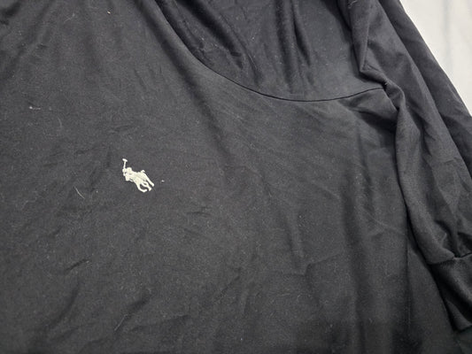 Playera Manga Larga Ralph Lauren Xxl Negro Pony Blanco