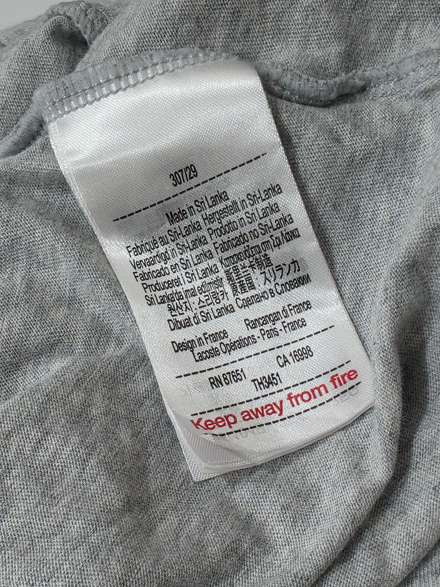 Playera Lacoste Xxl Gris