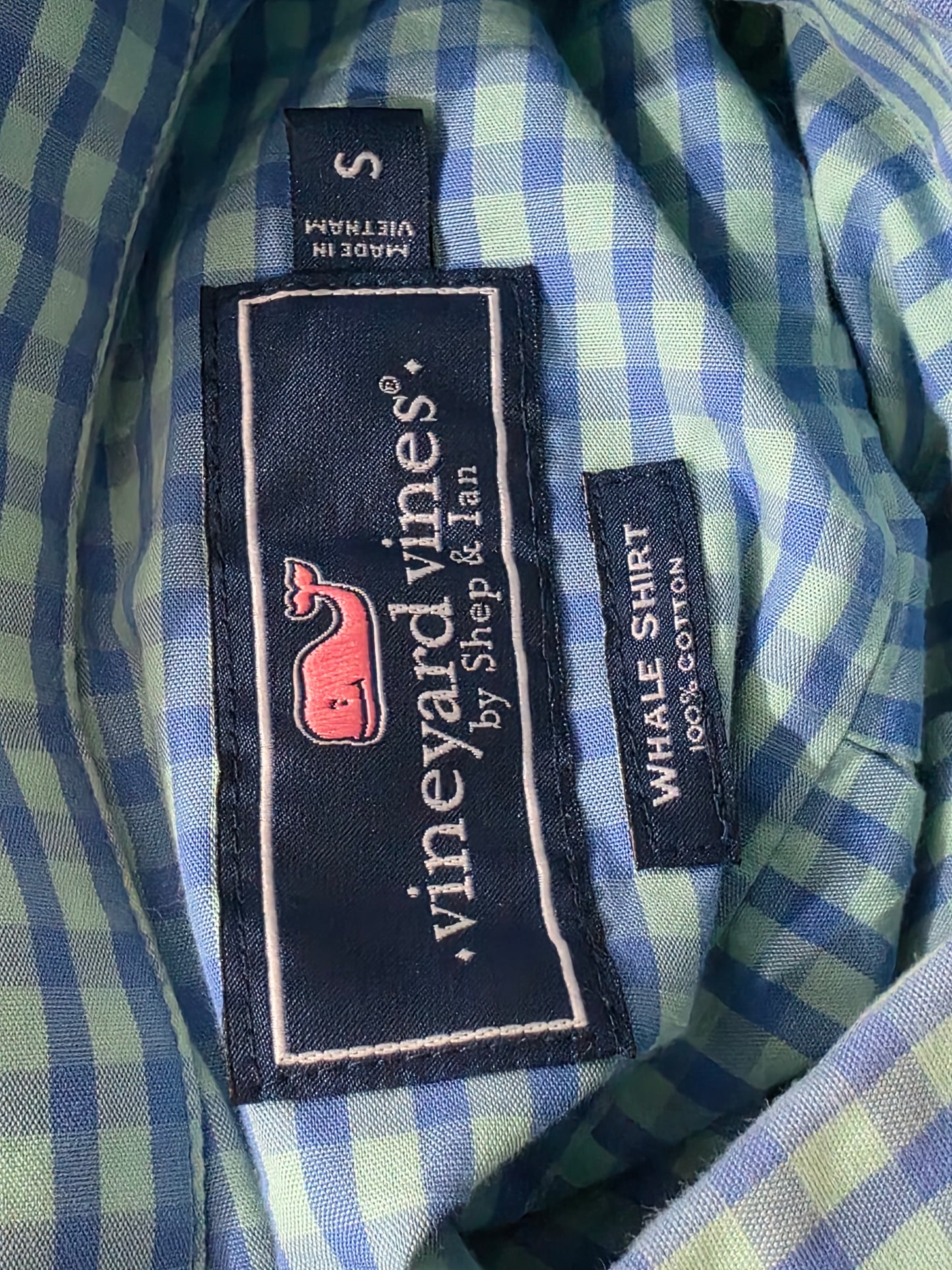 Camisa Vineyard Vines Chico S Whale Shirt Cuadro Azul Verde