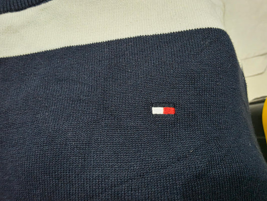 Sueter Tommy Hilfiger Mediana M Azul Y Blanco Lineas