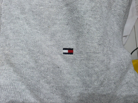 Sueter Tommy Hilfiger Xgrande Xl Gris Cierre Corto