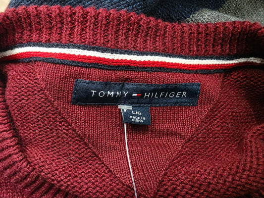 Sueter Tommy Hilfiger Grande L Vino, Azul Y Gris