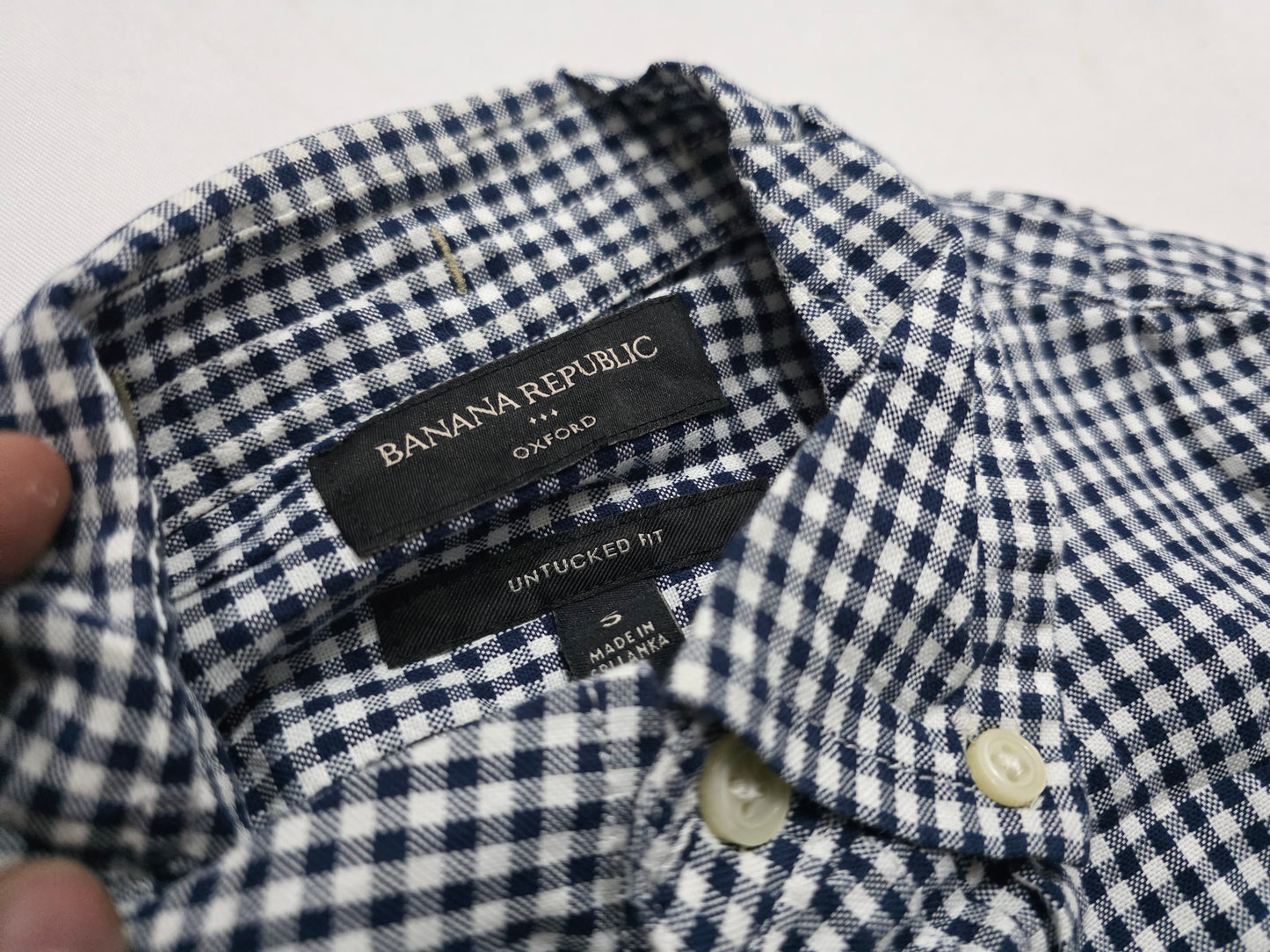 Camisa Banana Republic Oxford Untucked Cuadro Azul Chico S