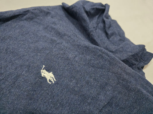 Playera Ralph Lauren Grande Custom Slimfit Azul Pony Blanco