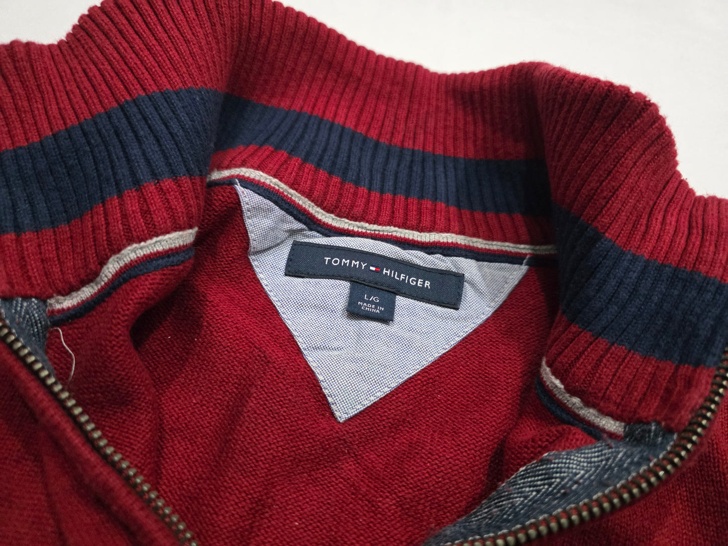 Sueter Tommy Hilfiger Grande L Rojo Cierre Corto