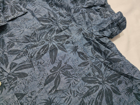 Camisa Manga Corta Banana Republic Grande L Slimfit Azul