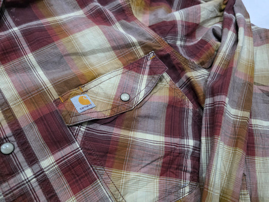 Camisa Carhartt Grande L Relaxed Fit Cuadro Vino