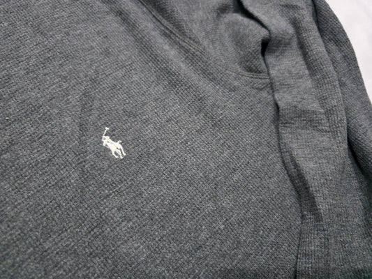 Playera Manga Larga Ralph Lauren Xgrande Xl Gris Pony Blanco