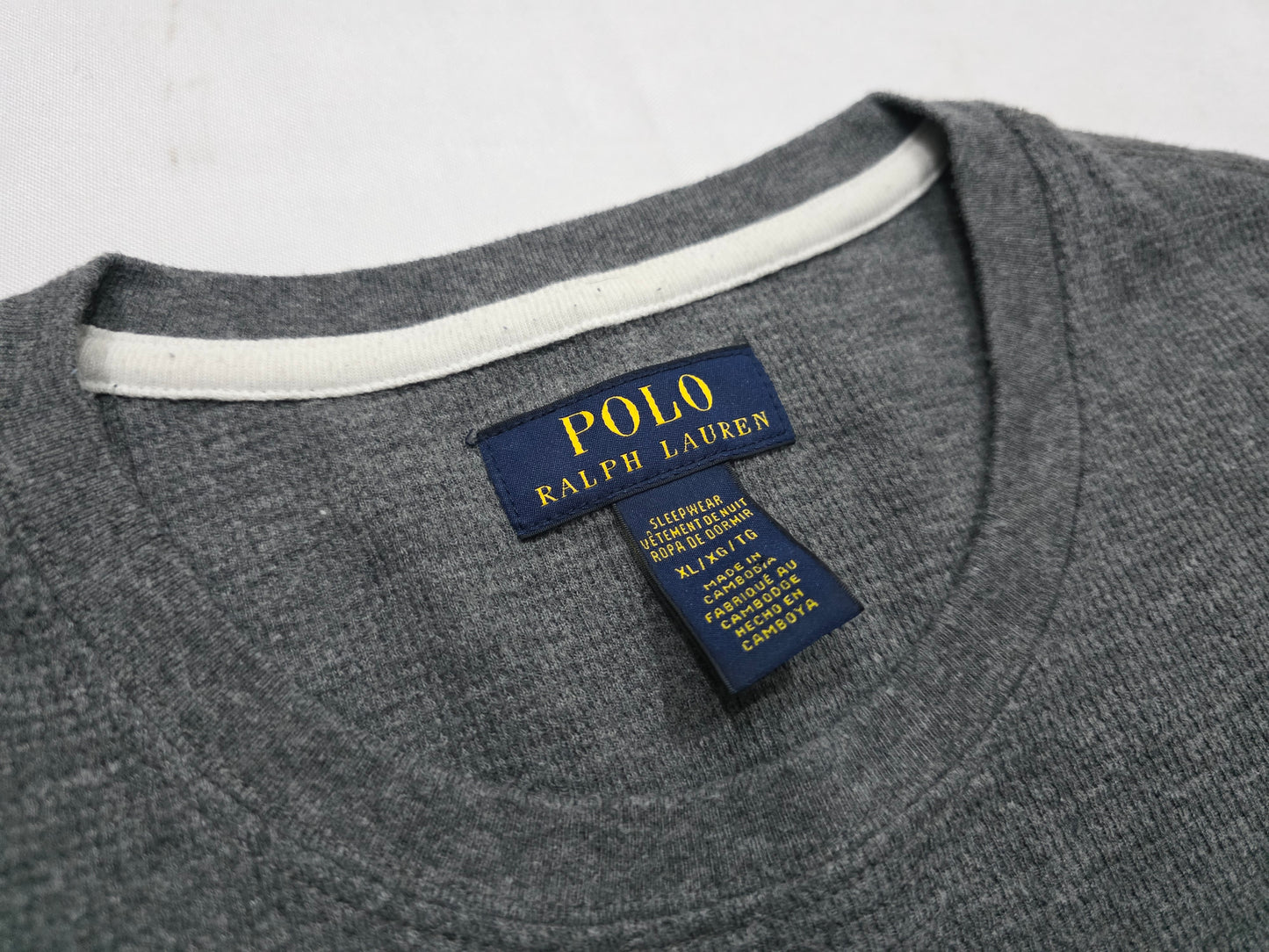 Playera Manga Larga Ralph Lauren Xgrande Xl Gris Pony Blanco