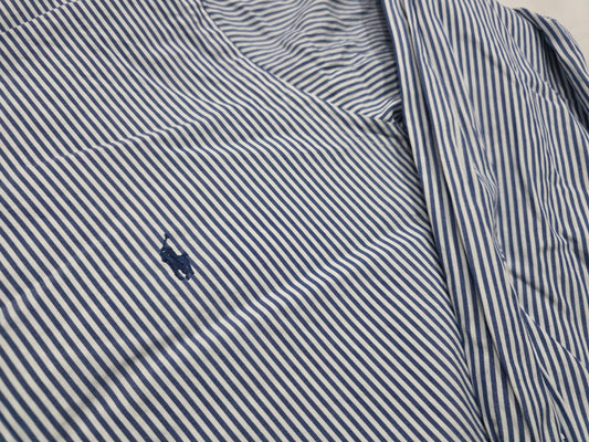 Camisa Ralph Lauren Xgrande 17 1/2 Classic Fit Azul Lineas