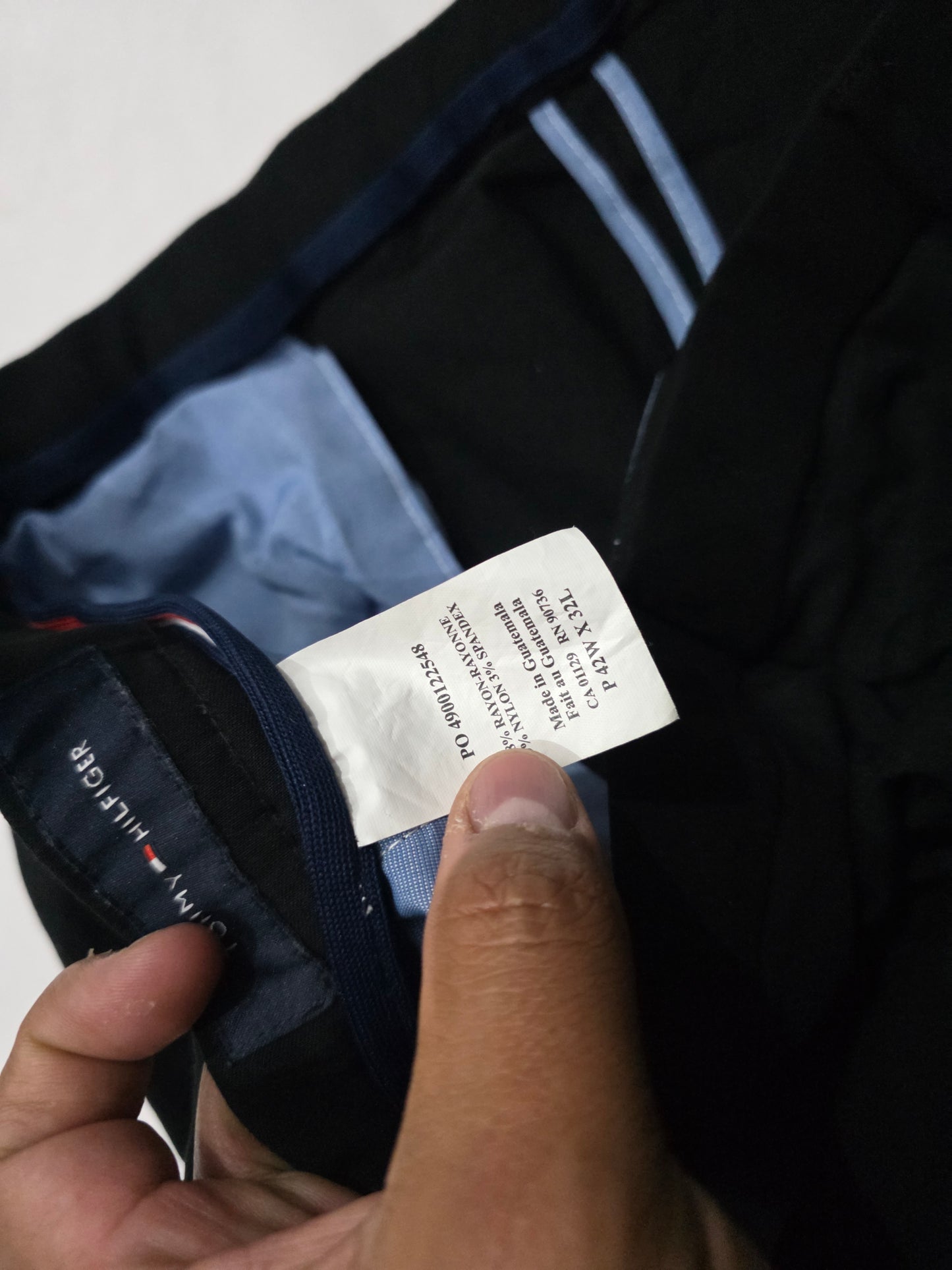 Pantalon Tommy Hilfiger 42x32 Recto Negro Stretch