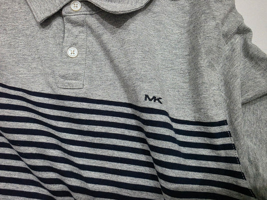 Playera Polo Michael Kors Grande L Gris Lineas Negras