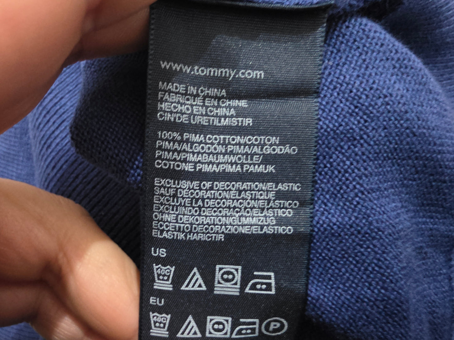 Sueter Tommy Hilfiger Grande L Azul Algodon Pima