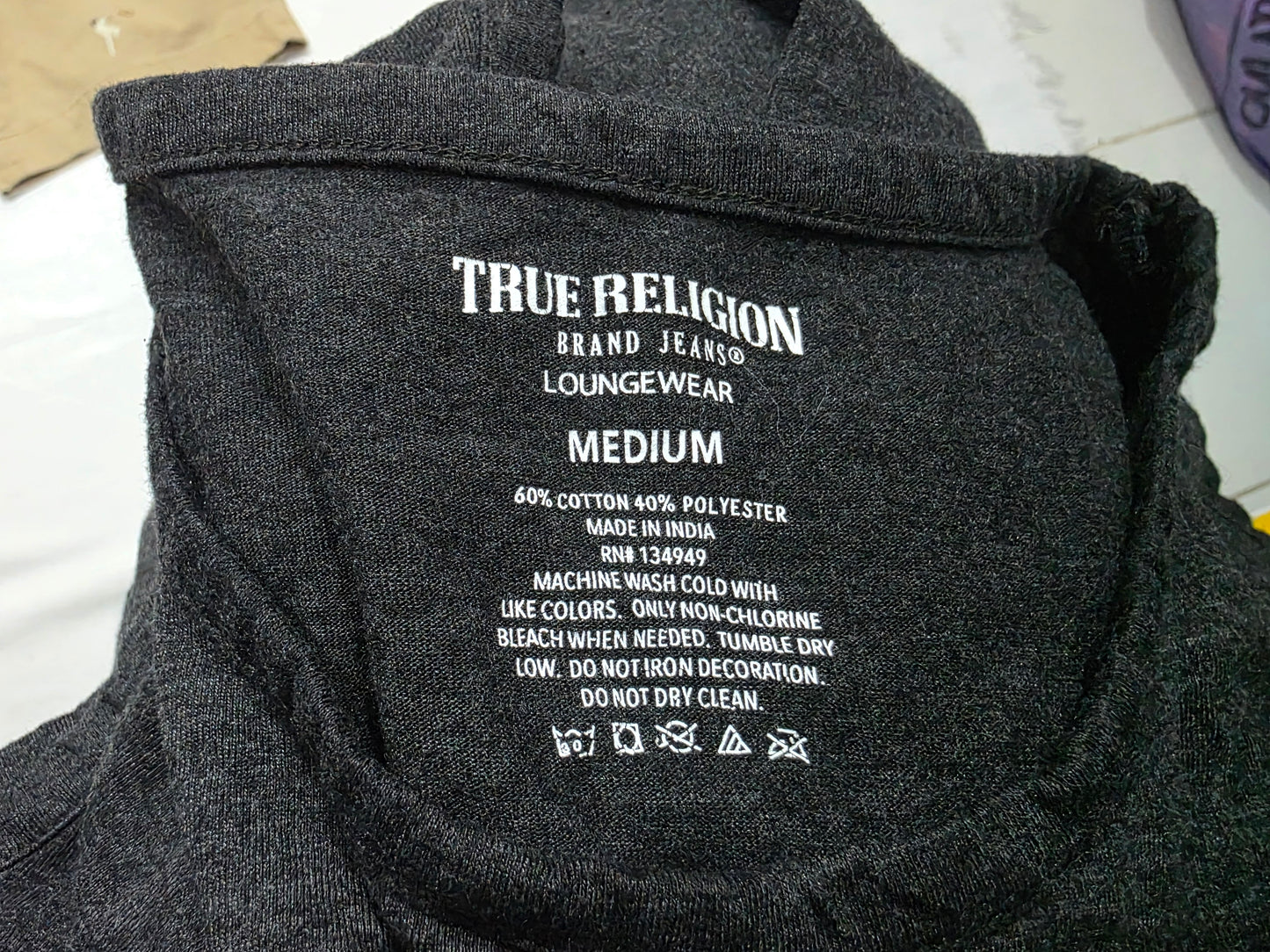 Playera True Religion Mediana M Gris Sin Mangas