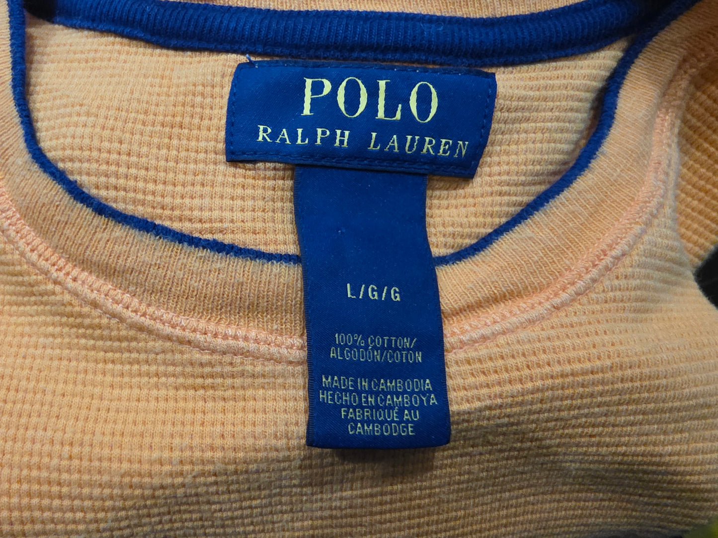 Playera Ralph Lauren Manga Larga Grande L Amarilla Pony Azul
