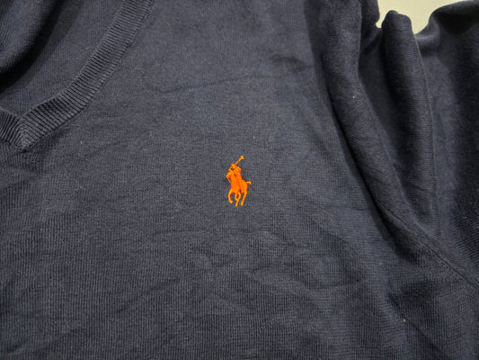 Sueter Ralph Lauren Grande L Azul Deslavado Pony Naranja