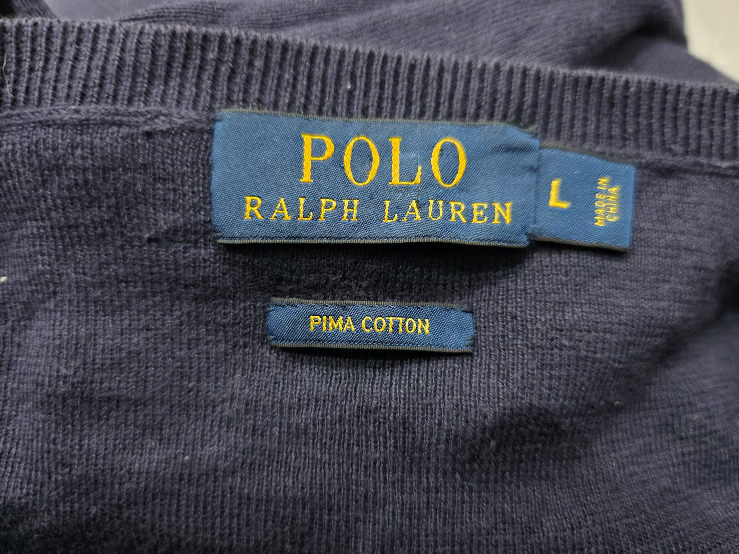 Sueter Ralph Lauren Grande L Azul Deslavado Pony Naranja