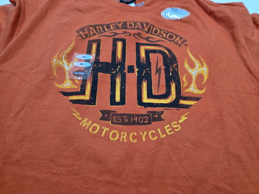 Playera Harley Davidson Xgrande Xl Naranja Capitol