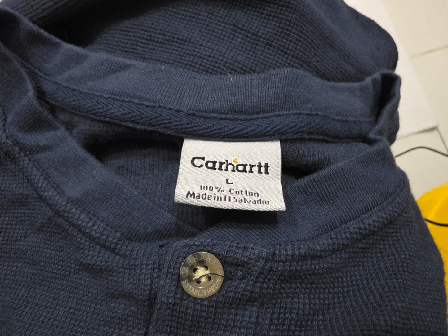Playera Manga Larga Carhatt Grande L Azul Botones