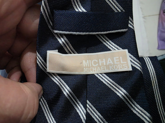 Corbata Michael Kors Azul Y Blanco Azul Lisa