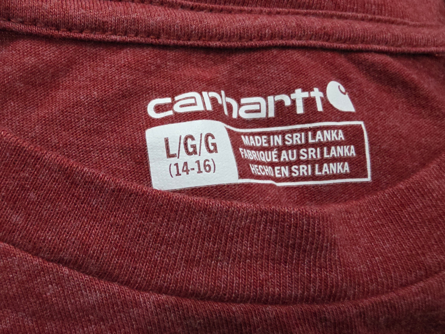 Playera Carhatt Mujer Grande L 14-16 Vino