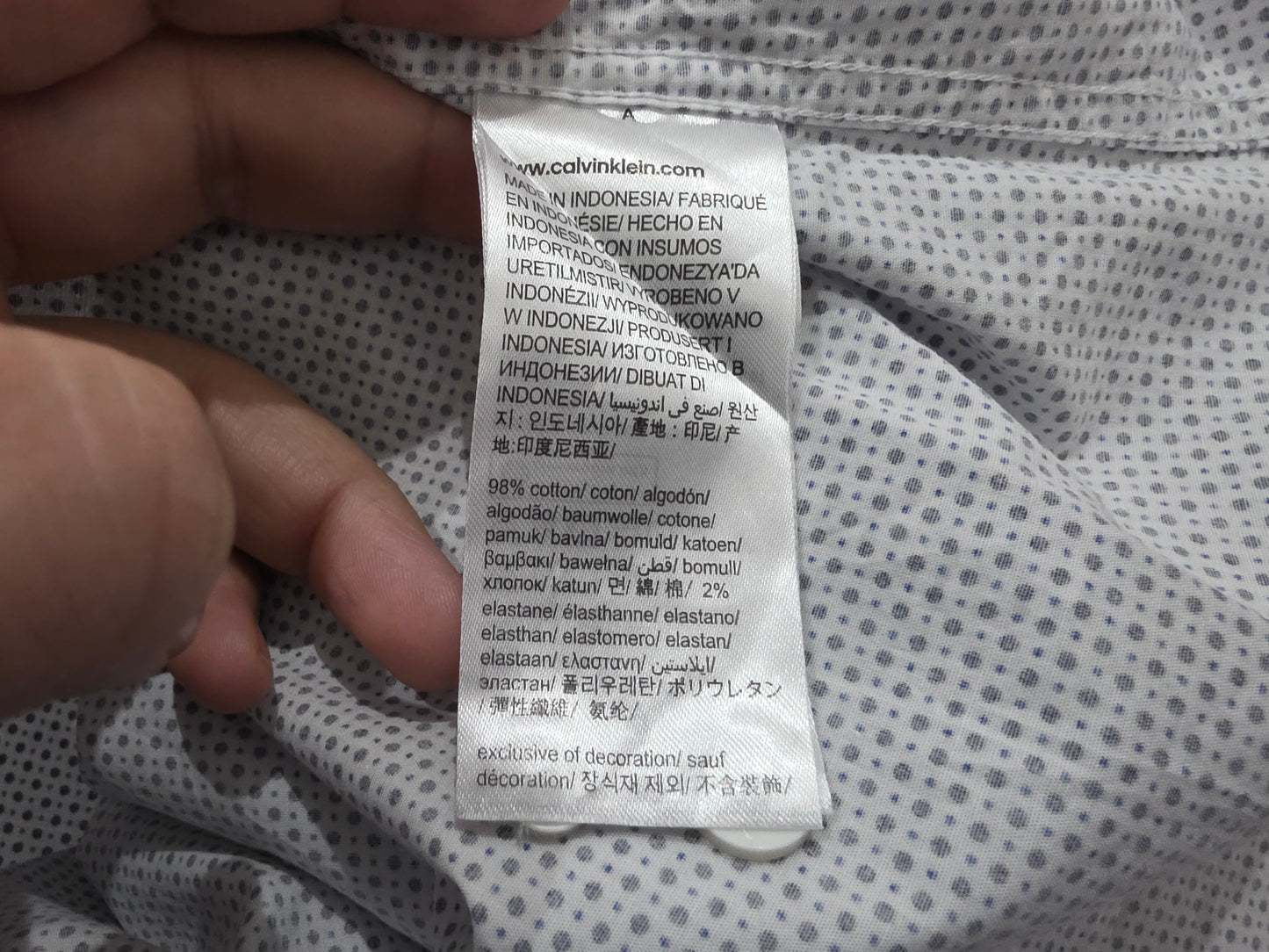 Camisa Calvin Klein Chico S Blanca Puntos