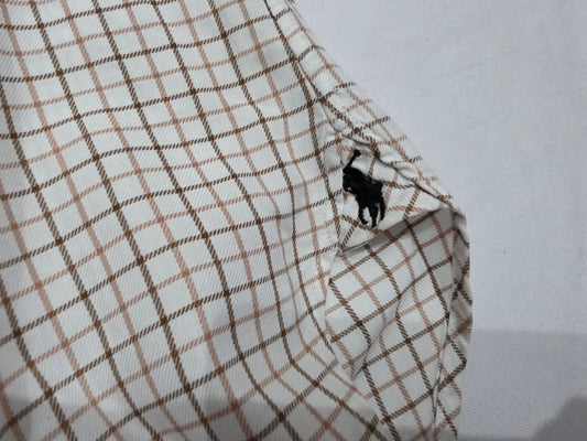 Camisa Ralph Lauren Mediana 15 1/2 Beige Estate Cuadro